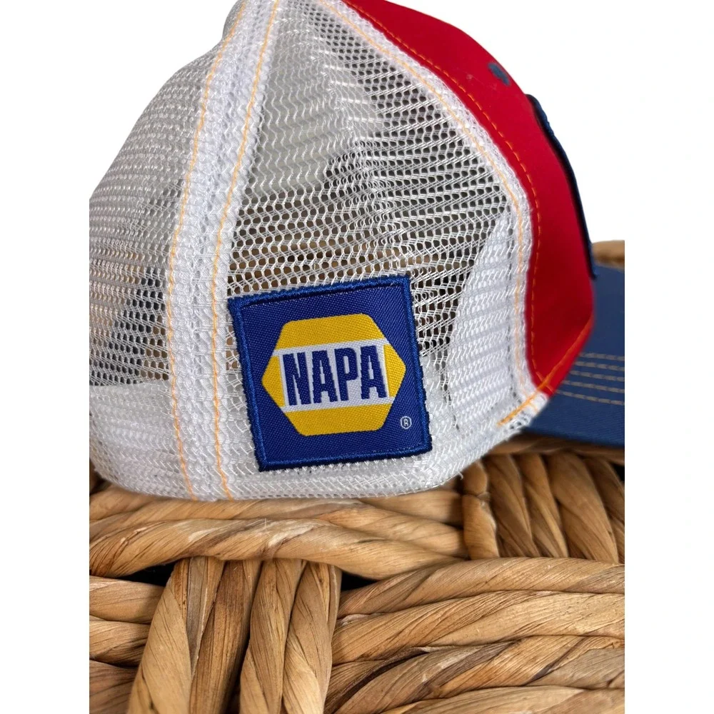 Atlanta Braves Chase Elliott NAPA Trucker Hat Red White Blue Snapback Cap